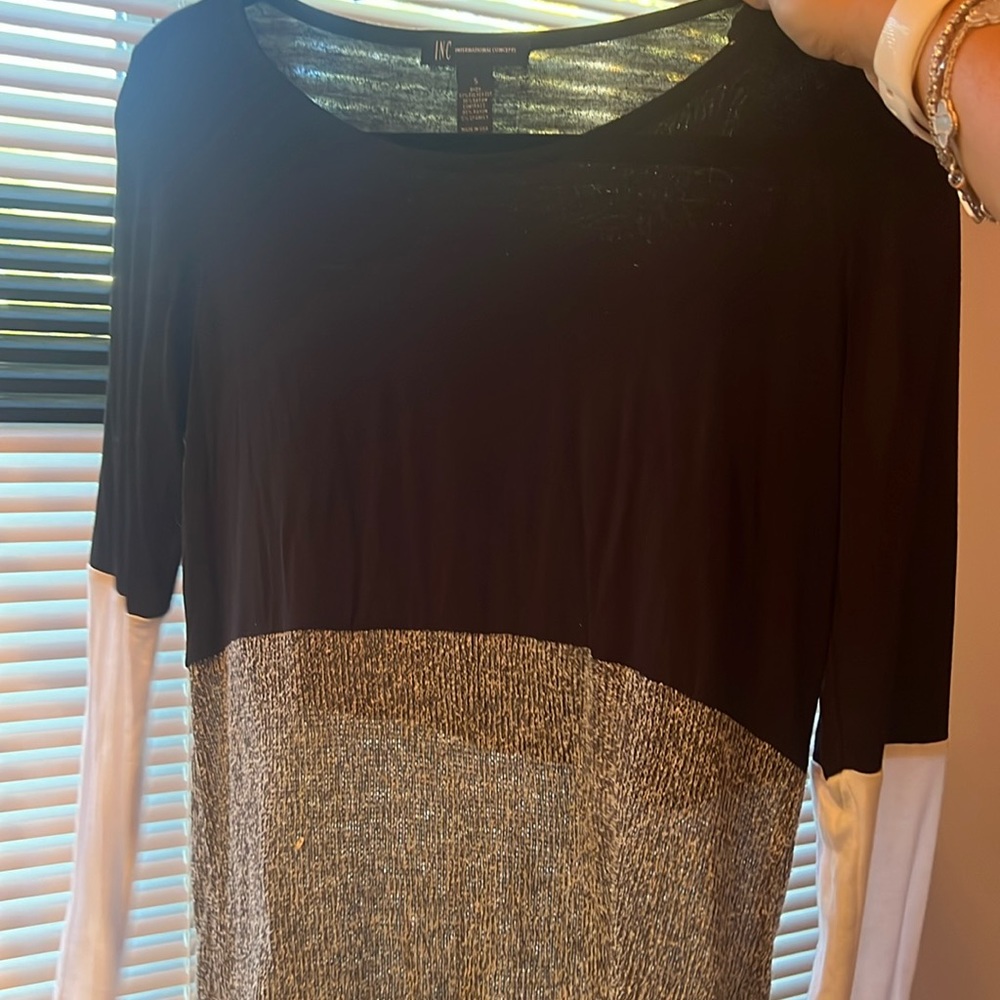 Black white and grey paneled long sleeve